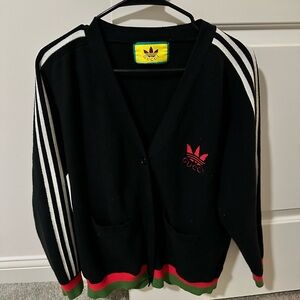 Gucci Black botton down Cardigan with Red and Green Trim